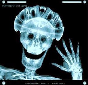 human head wearing helmet scan