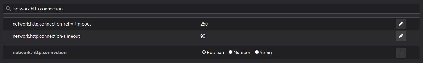 How to change Firefox network connection timeout settings?