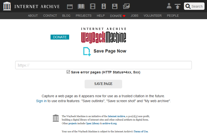 download page from web archice