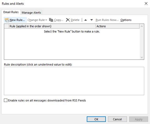 Microsoft Outlook rules and alerts