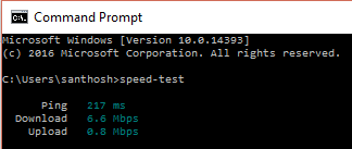 Test your internet speed using Command Prompt