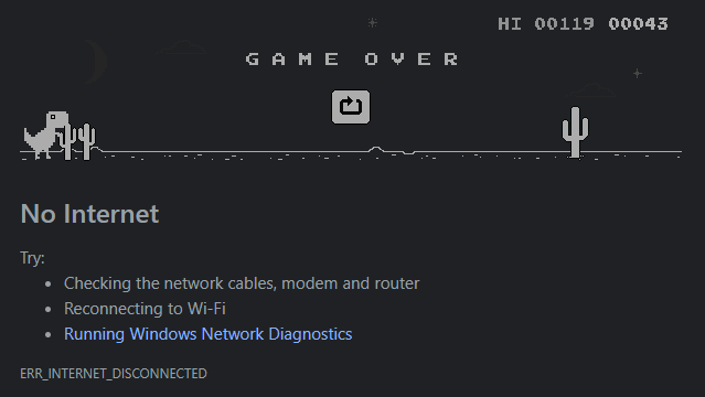 No Internet? Play the dino game in Google Chrome!