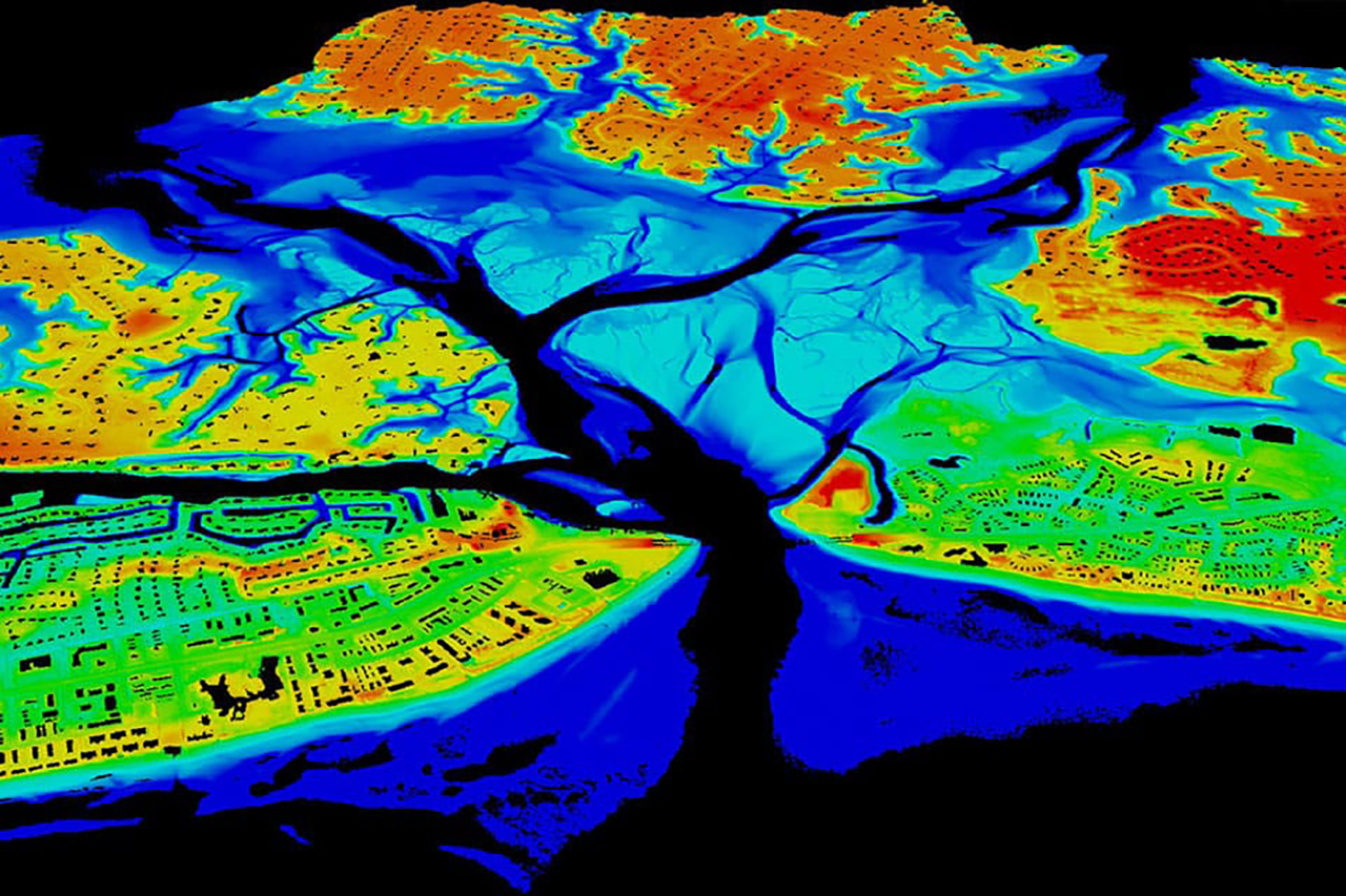 A lidar map of Lynnhaven Inlet, Virginia.