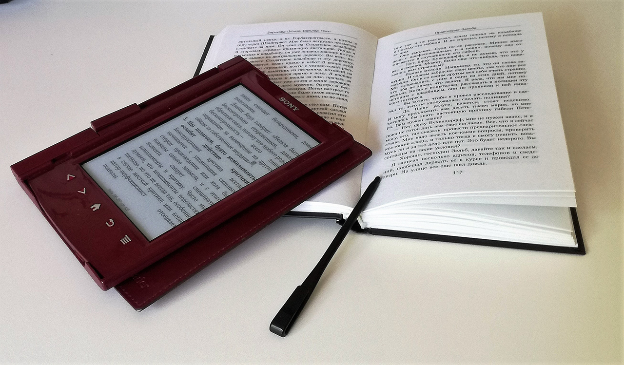 Sony E-ink reader and a book